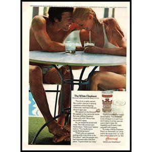 1975 Smirnoff Vodka White Elephant Cocktail Vintage Print Ad Bikini Wall Art